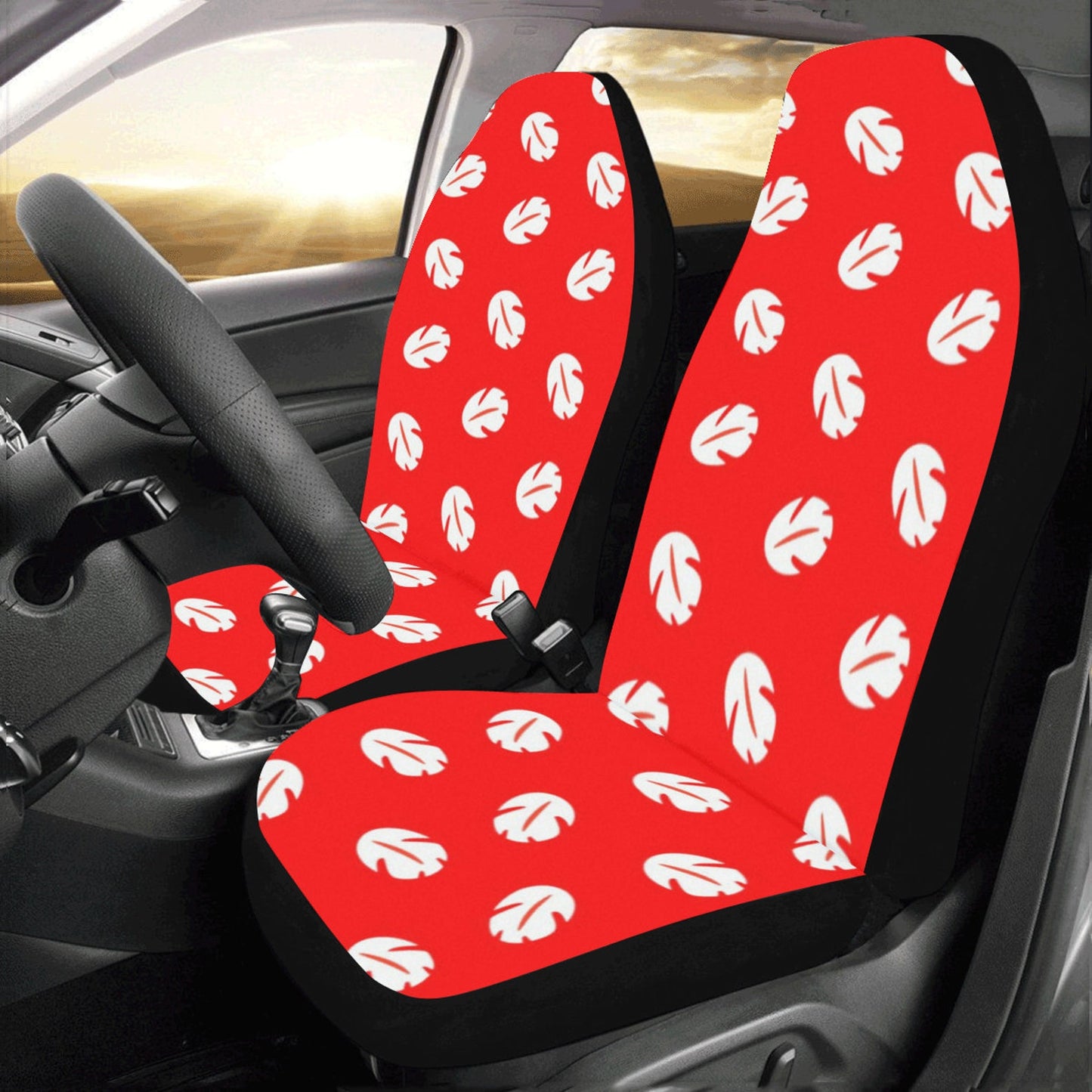 Stitch Car Seat Covers DN Lilo Clothes Leaves Pattern Seat Covers Red