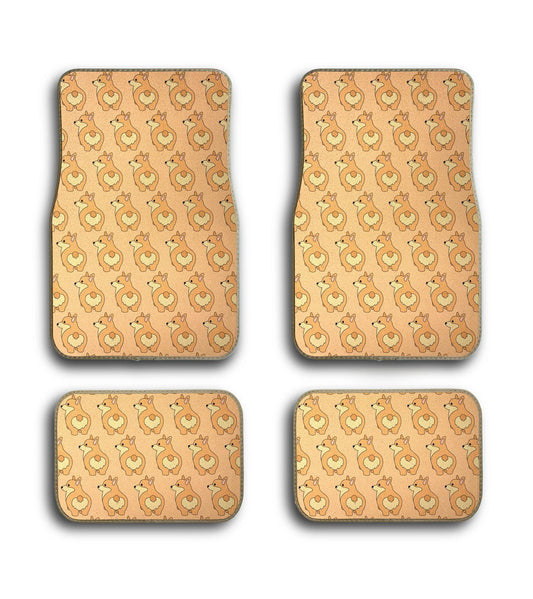 Dog Car Floor Mats Funny Cute Corgi Dog Butt Pattern Orange Car Mats