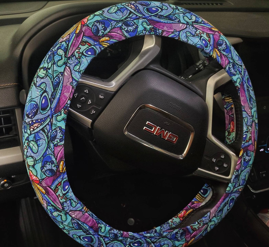 Stitch Steering Wheel Cover Stitch Paint Sketch Pattern Driving Wheel Cover Blue