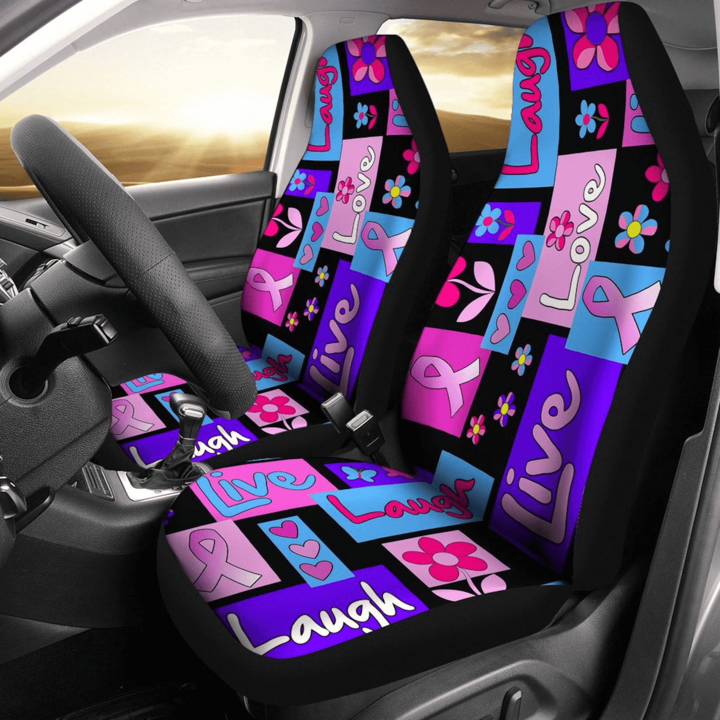 Breast Cancer Car Seat Covers Live Love Laugh Breast Cancer Awareness Seat Covers Colorful