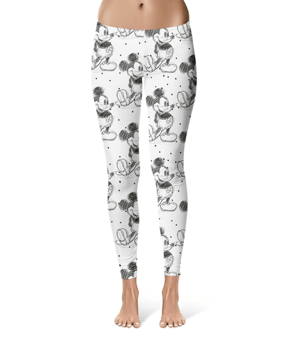 MM Leggings MM Sketch Art Pattern High Waisted Legging White For Women