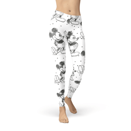 MM Leggings MM Sketch Art Pattern High Waisted Legging White For Women