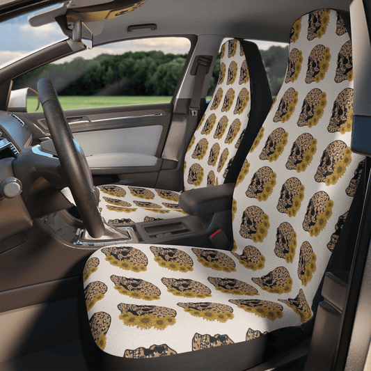 Skull Car Seat Covers Leaopard Pattern Skull And Flower Pattern Seat Covers White Yellow