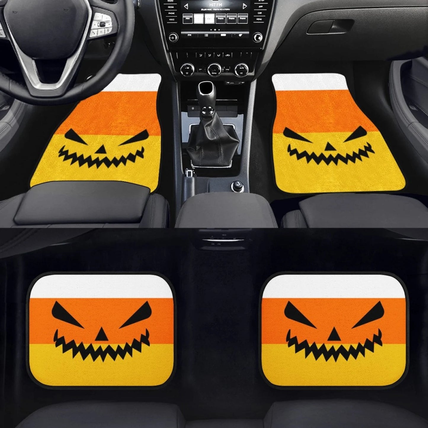 Halloween Car Mats Halloween Candy Ghost Face Pattern Car Floor Mats Colorful