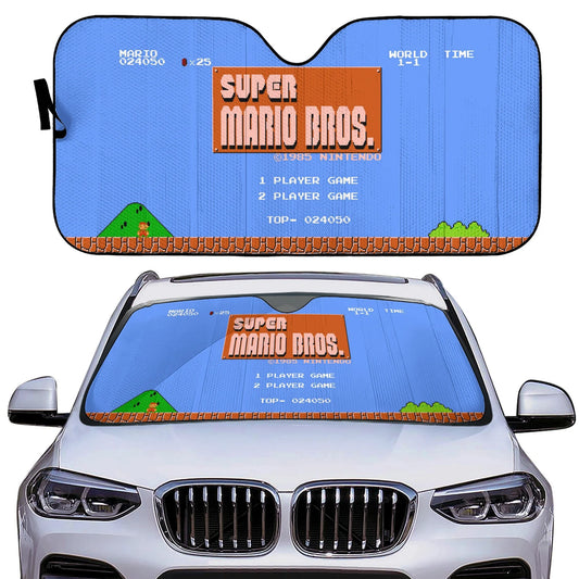 Mario Car Sun Shade Super Mario Bros Open Scene Winshield Sun Shade Blue Brown