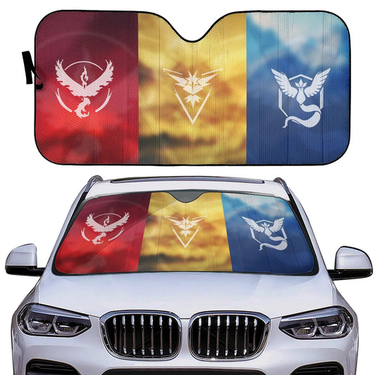 PKM Car Sun Shade Valor Instinct Mystic Teams Winshield Sun Shade Colorful