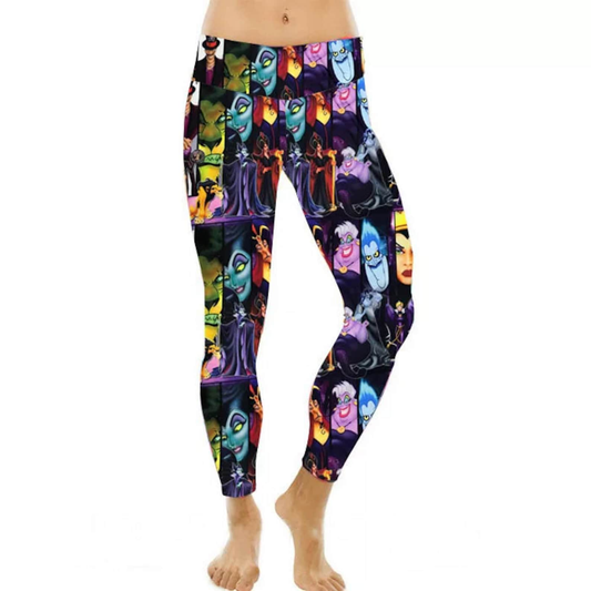 DN Leggings Villains Ursula Jafar Maleficent Pattern High Waisted Legging Colorful For Women