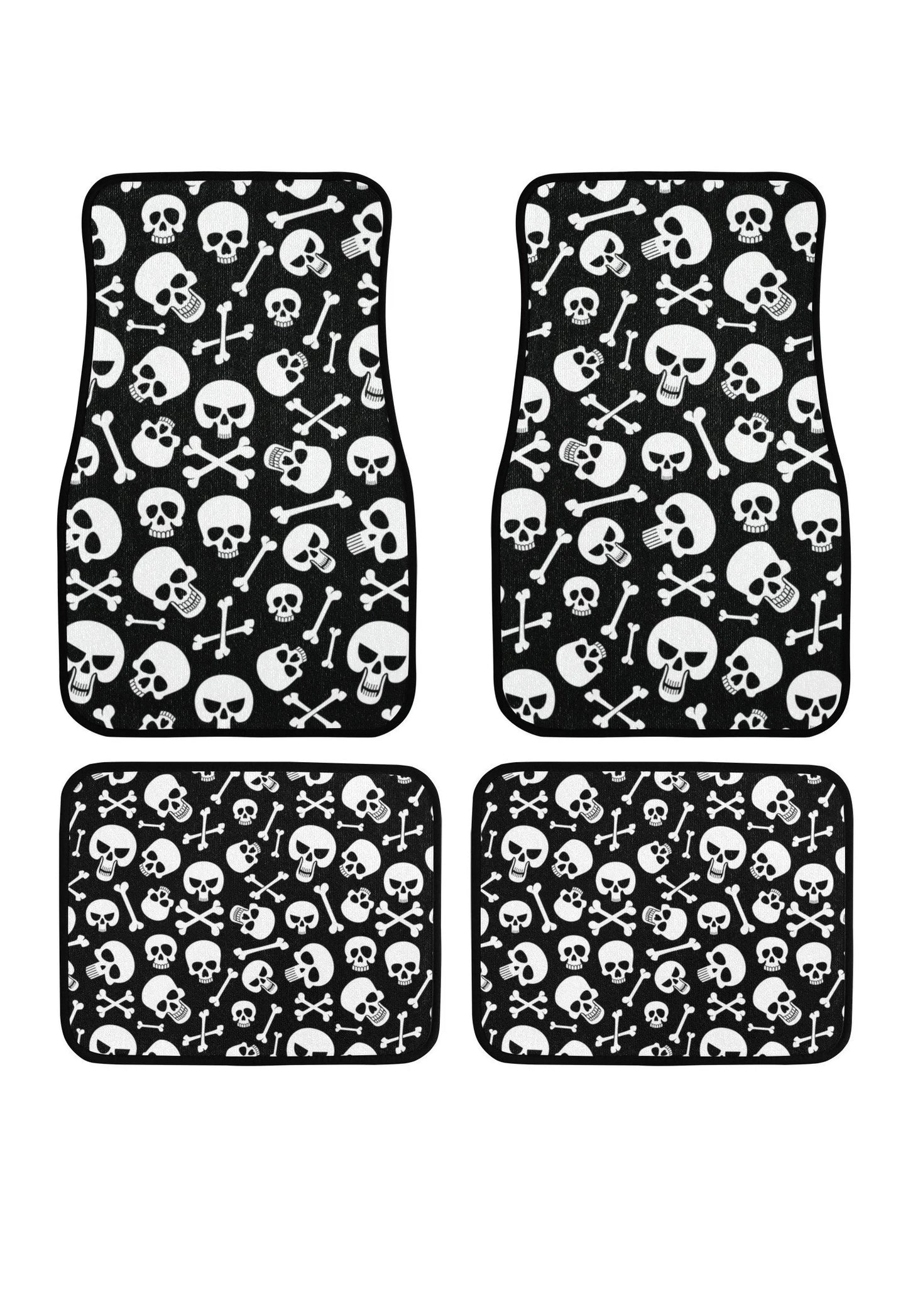 Halloween Car Mats Halloween Skull And Bones Pattern Car Floor Mats Black White