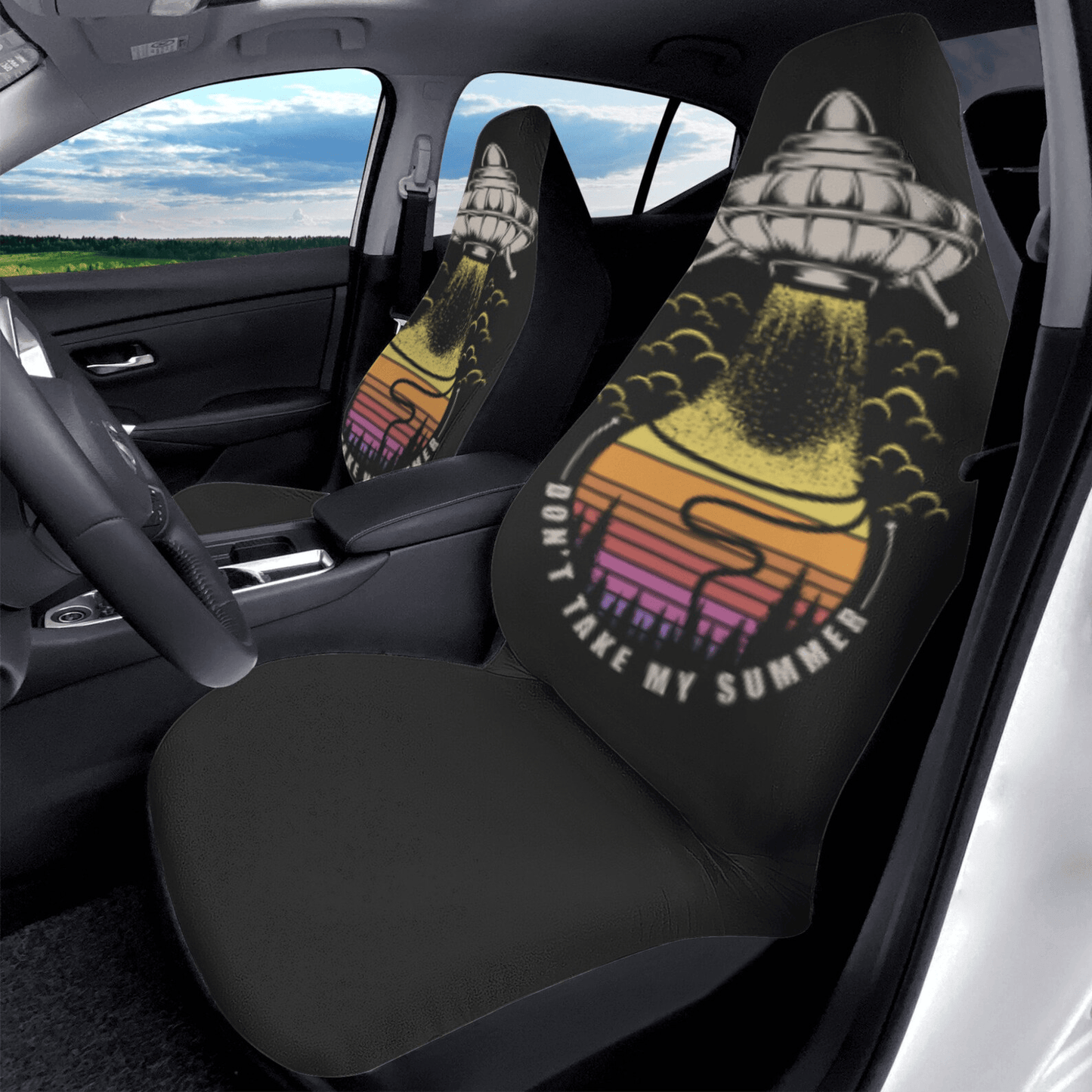 UFO Car Seat Covers UFO Dont Take My Summer Seat Covers Black