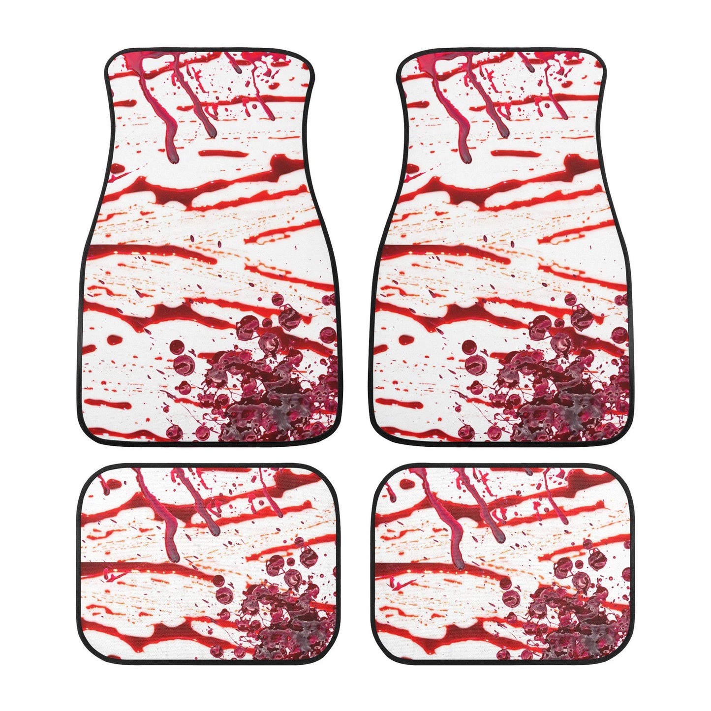 Halloween Car Mats Halloween Spooky Bloody Pattern Car Floor Mats White Red