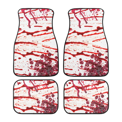 Halloween Car Mats Halloween Spooky Bloody Pattern Car Floor Mats White Red