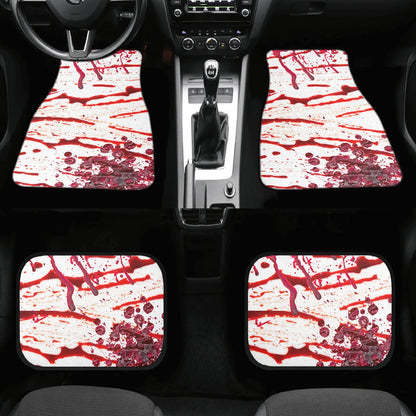 Halloween Car Mats Halloween Spooky Bloody Pattern Car Floor Mats White Red