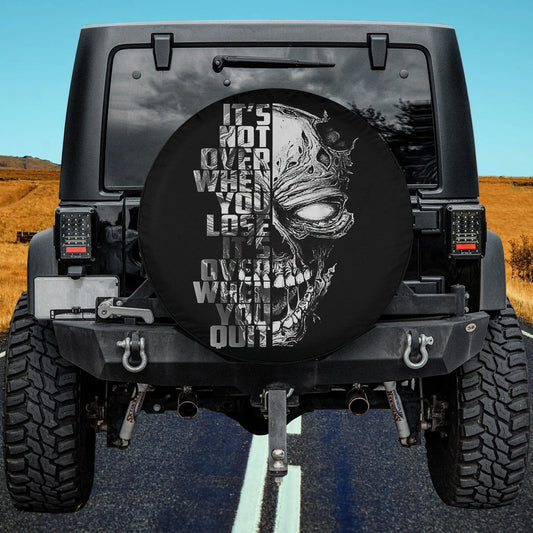 Skull Spare Tire Cover Skull It's Over When You Quit Tire Covers Black Gray