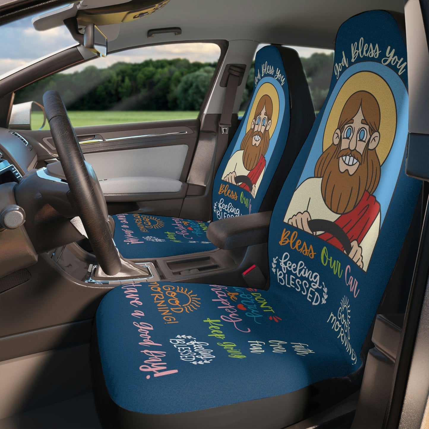 Jesus Car Seat Covers God Bless You Bless Our Car Seat Covers Blue