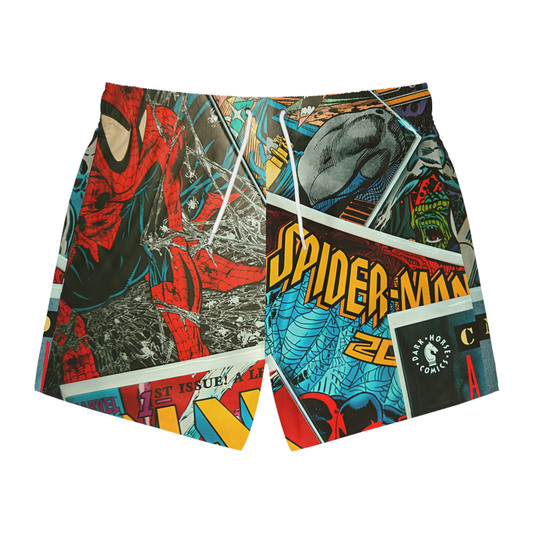 Spiderman Shorts Vintage Comic Spiderman Pattern Beach Shorts Colorful