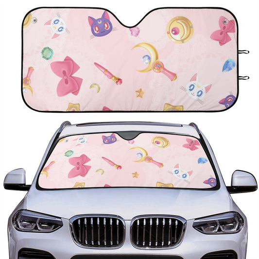 Sailor Moon Car Sun Shade Sailor Moon Items Pattern Winshield Sun Shade Pink