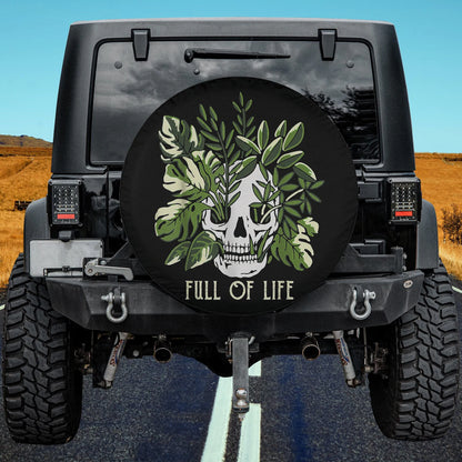 Skull Spare Tire Cover Plant Skull Full Of Life Tire Covers Black Green