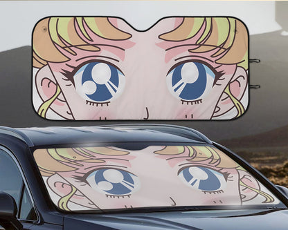 Sailor Moon Car Sun Shade Tsukino Usagi Sailor Moon Face Winshield Sun Shade Pink Yellow