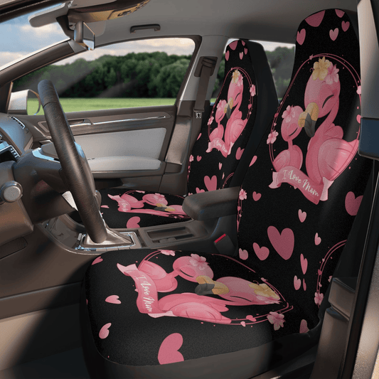 Flamingo Car Seat Covers Flamingo I Love Mom Seat Covers Black Pink