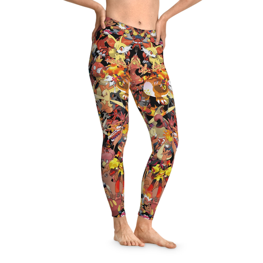 PKM Leggings Fire Type PKM Pattern High Waisted Legging Orange For Women