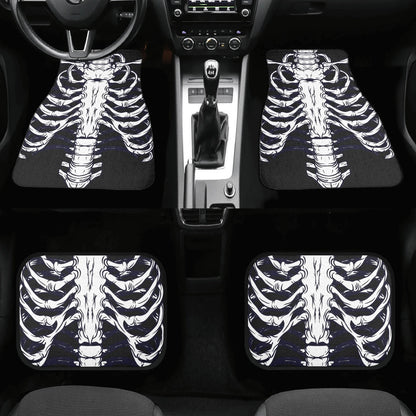 Halloween Car Mats Halloween Goth Ribcage Bone Pattern Car Floor Mats Black White