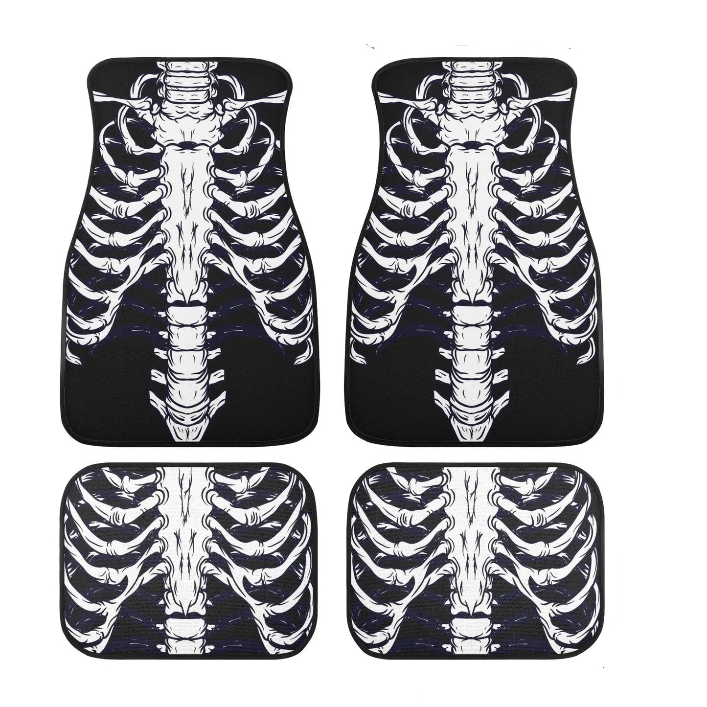 Halloween Car Mats Halloween Goth Ribcage Bone Pattern Car Floor Mats Black White