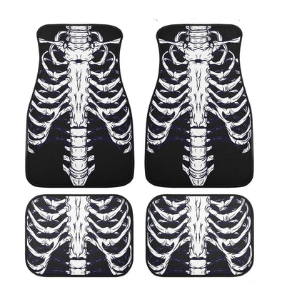 Halloween Car Mats Halloween Goth Ribcage Bone Pattern Car Floor Mats Black White