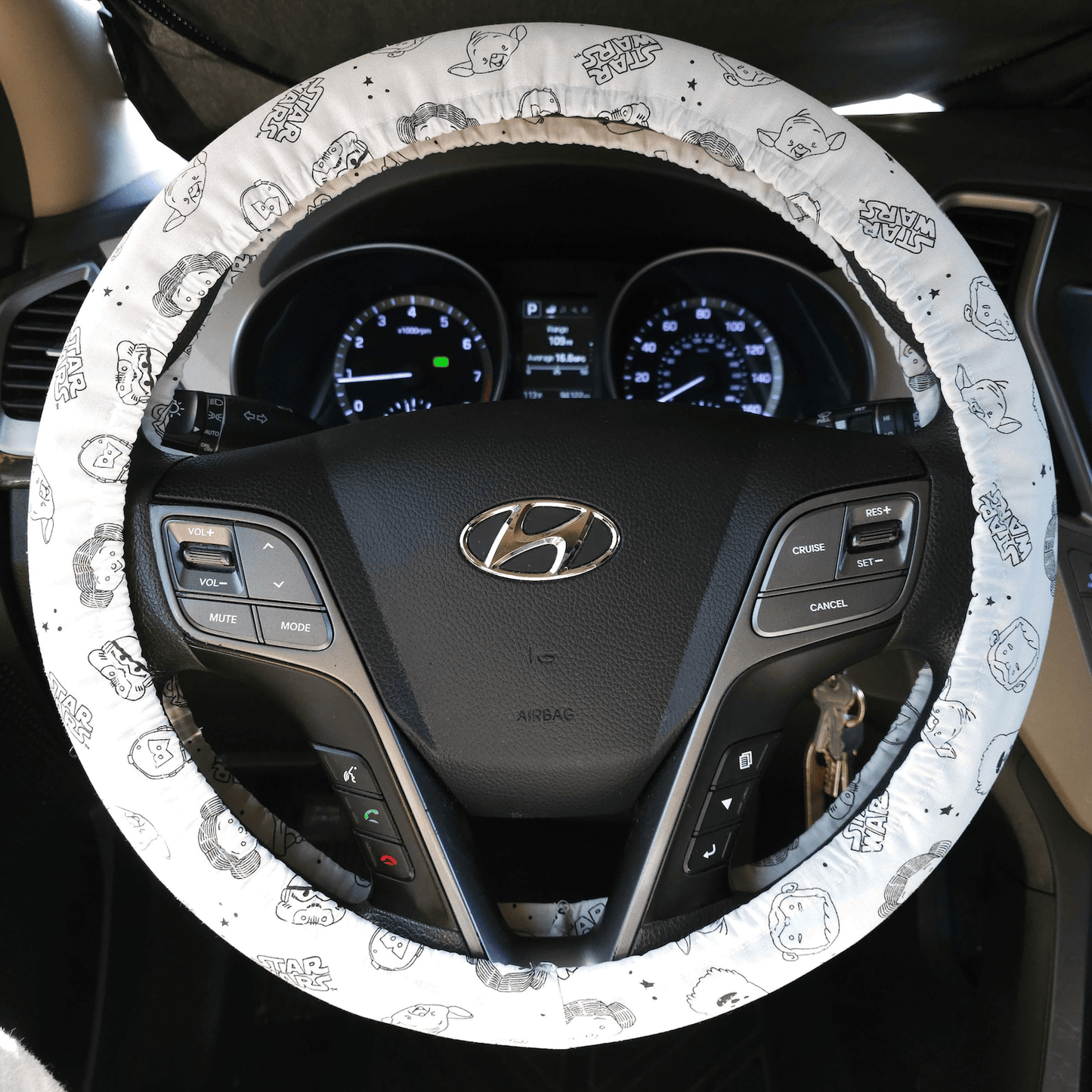 SW Steering Wheel Cover SW Characters Chibi Style Driving Wheel Cover White