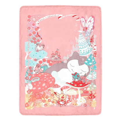 PKM Blanket Snorlax Sleeps In Wonderland Blanket Pink