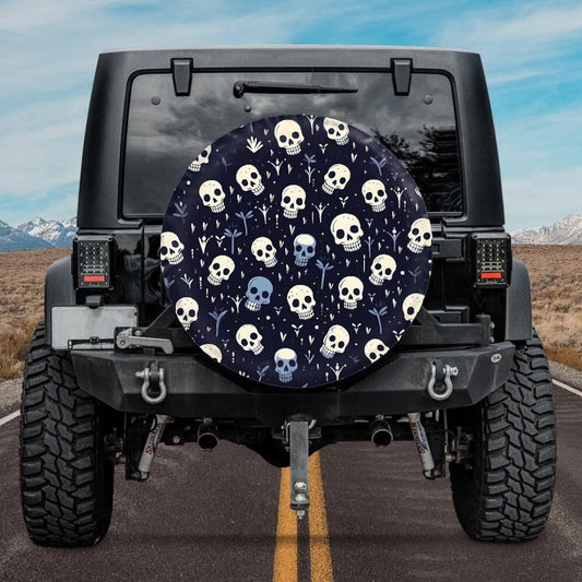 Skull Spare Tire Cover Skull And Grass Pattern Tire Covers Black White