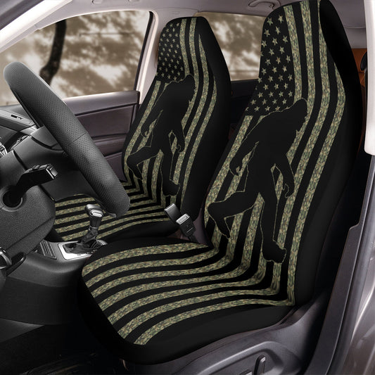 Bigfoot Car Seat Covers American Flag Bigfoot Silhouette Pattern Seat Covers Black