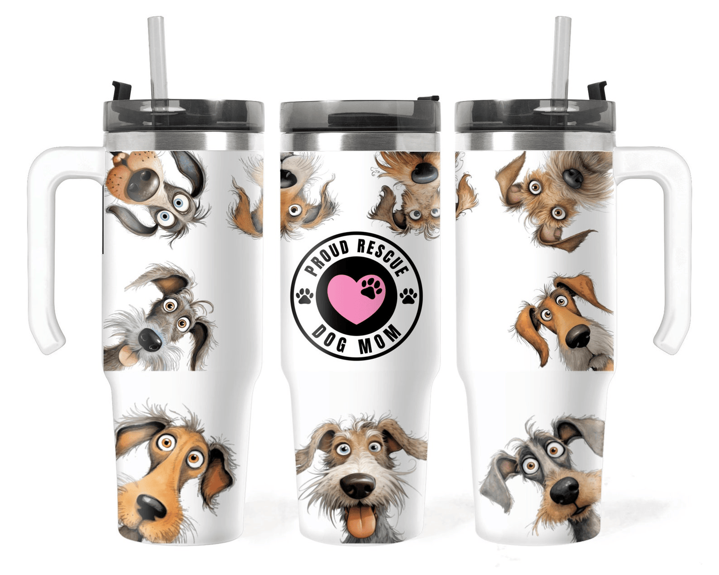 Dog 40 Oz Tumbler Proud Rescue Dog Mom Tumbler 40 Oz White