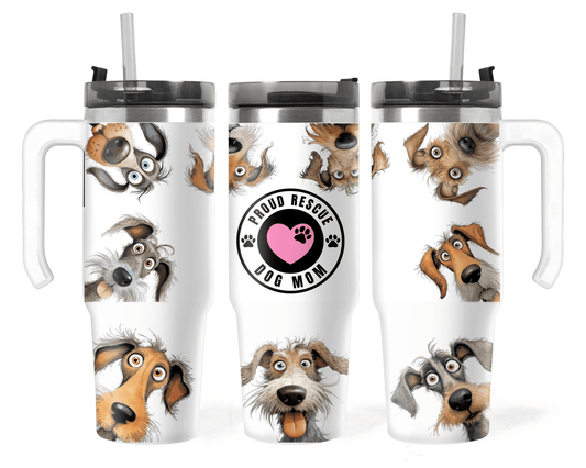 Dog 40 Oz Tumbler Proud Rescue Dog Mom Tumbler 40 Oz White