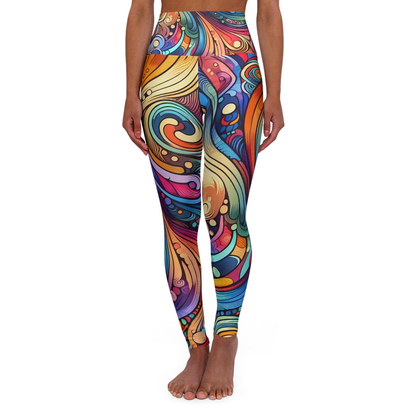 Hippie Leggings Hipie Style Wave Pattern High Waisted Legging Colorful For Women