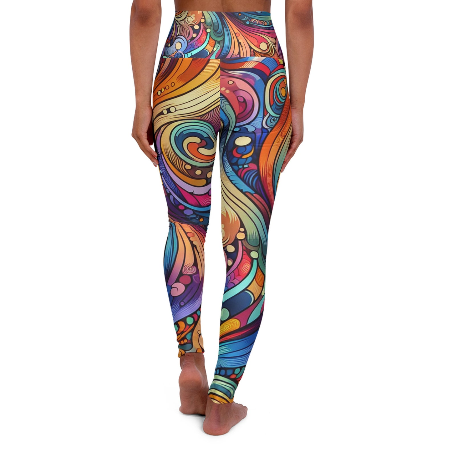 Hippie Leggings Hipie Style Wave Pattern High Waisted Legging Colorful For Women