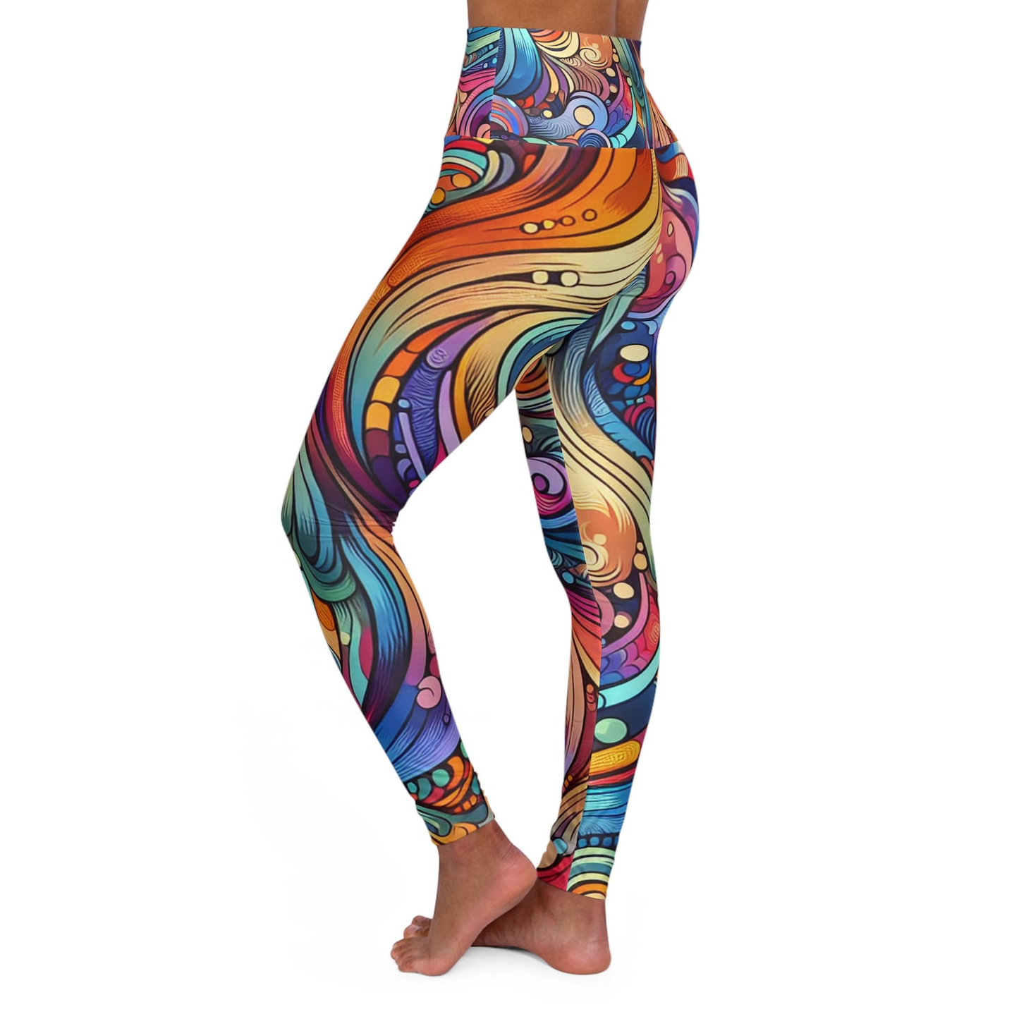 Hippie Leggings Hipie Style Wave Pattern High Waisted Legging Colorful For Women