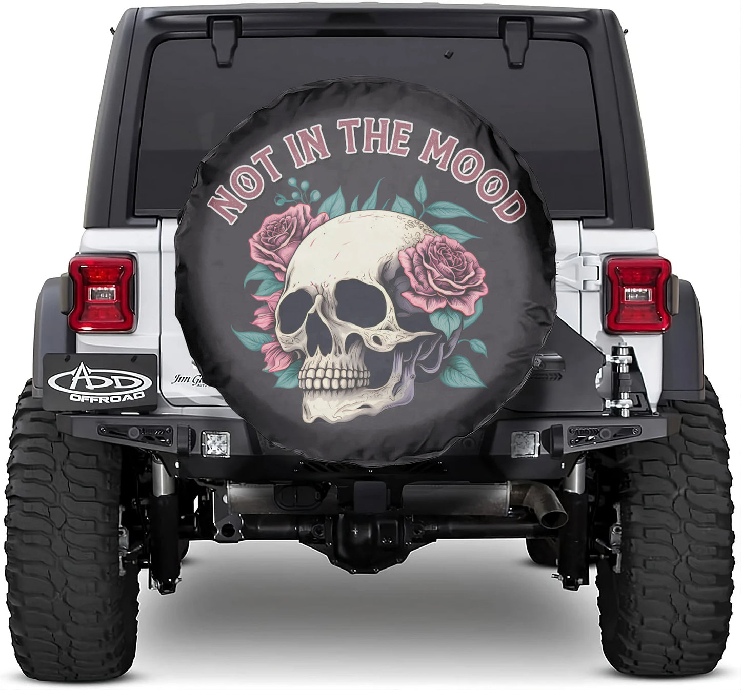 Skull Spare Tire Cover Rose Flower Skull Not In The Mood Tire Covers Black