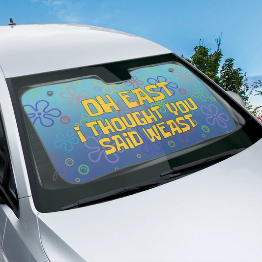 Funny Car Sun Shade Oh East I Thought You Said Weast Winshield Sun Shade Blue