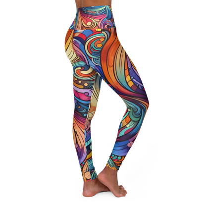 Hippie Leggings Hipie Style Wave Pattern High Waisted Legging Colorful For Women