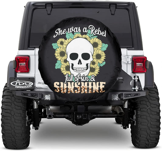 Skull Spare Tire Cover She Was A Rebel Full Of Sin And Sunshine Tire Covers Black