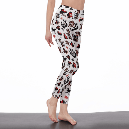 DN Leggings DN Pirate Character Jolly Roger Pattern High Waisted Legging Black White For Women