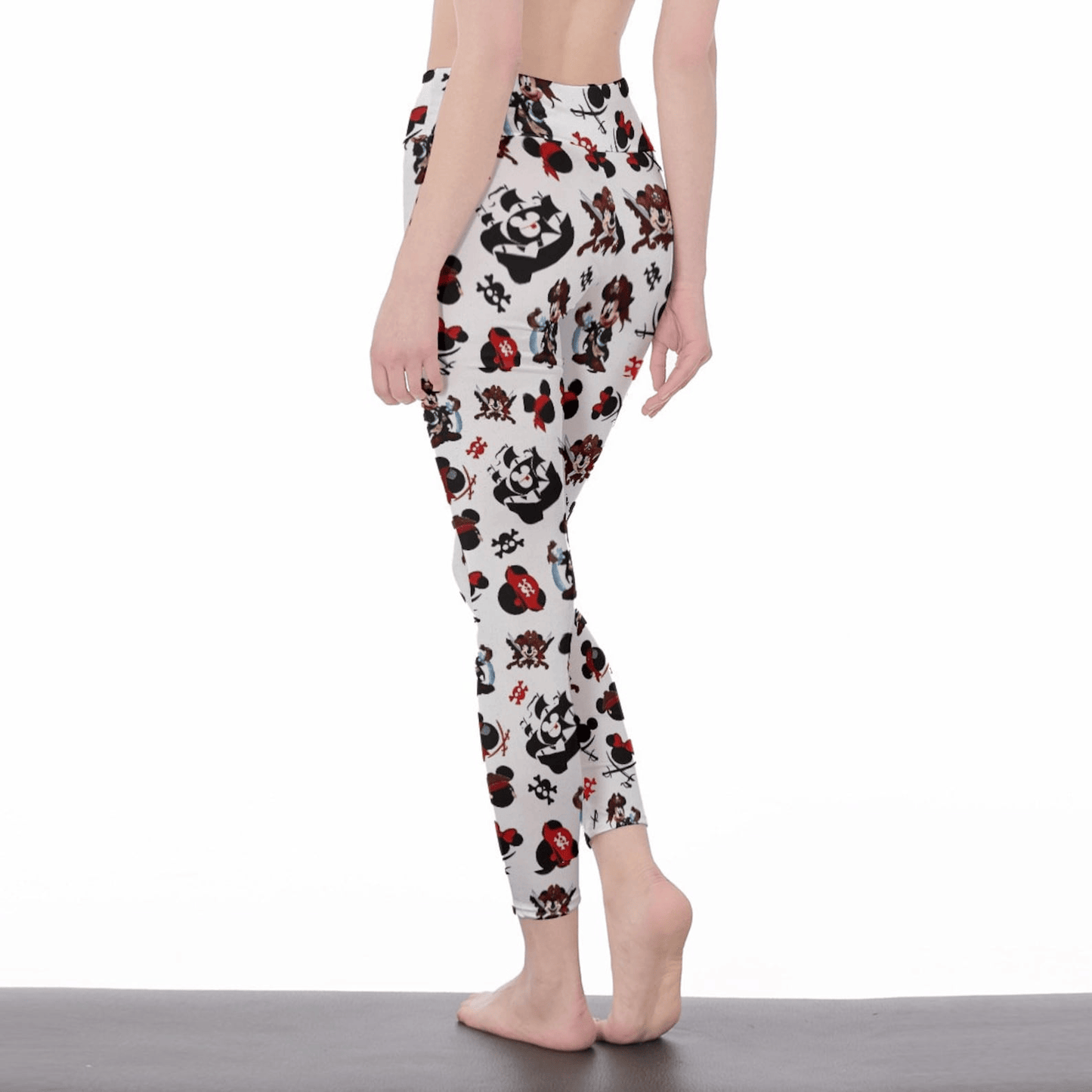 DN Leggings DN Pirate Character Jolly Roger Pattern High Waisted Legging Black White For Women