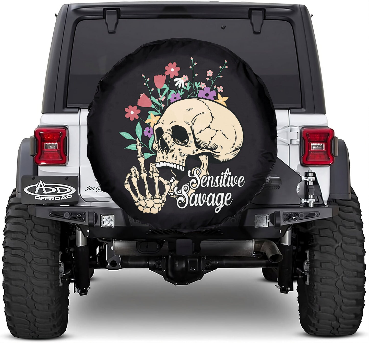 Skull Spare Tire Cover Flower Skull Sensitive Savage Tire Covers Black