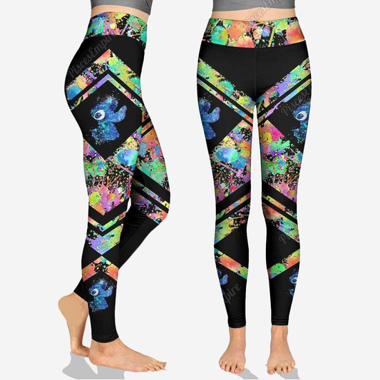 Stitch Leggings Stitch Splashing Paint Pattern High Waisted Legging Colorful For Women