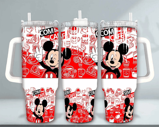 MM 40 Oz Tumbler MM Graphic Coffee Pattern Tumbler 40 Oz White Red