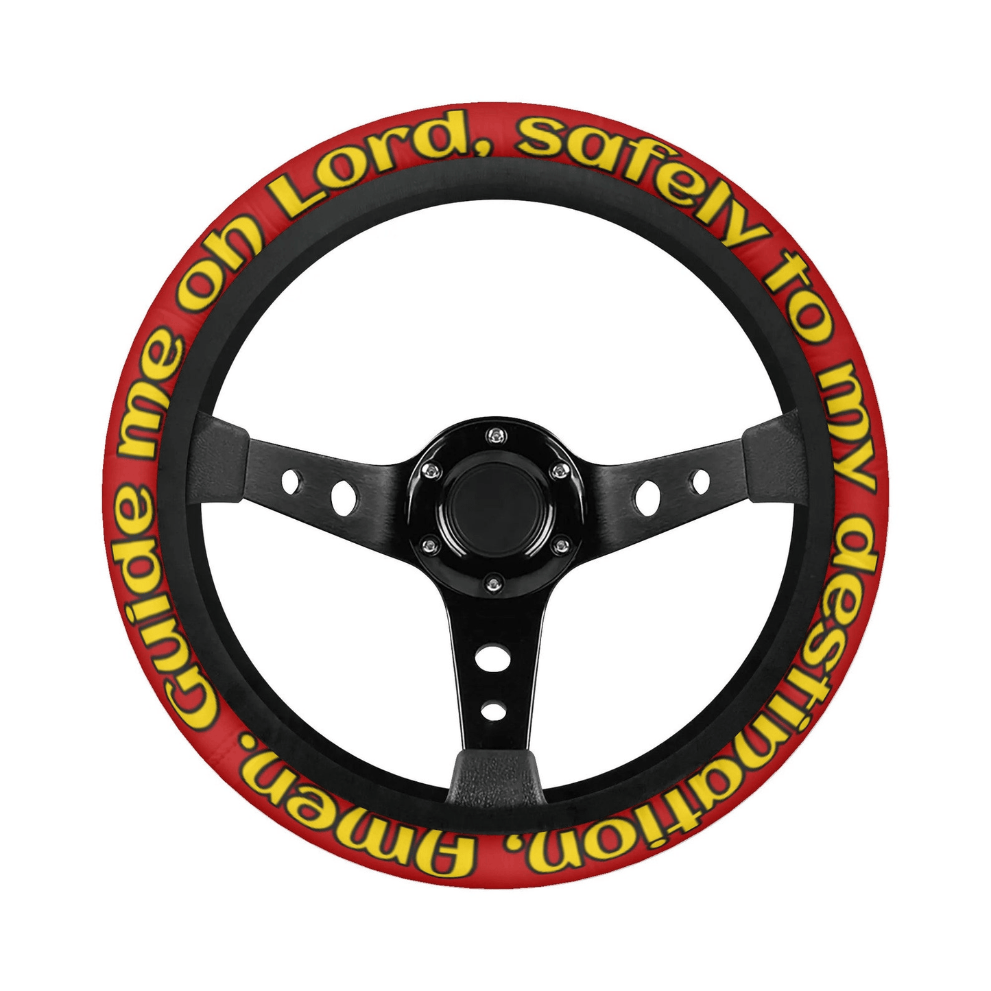 Jesus Steering Wheel Cover Safety To My Destination Driving Wheel Cover Red Yellow