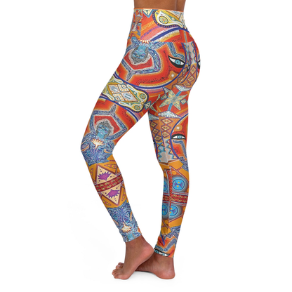 Hippie Leggings Psychedelic Buddha Hippie Pattern High Waisted Legging Colorful For Women