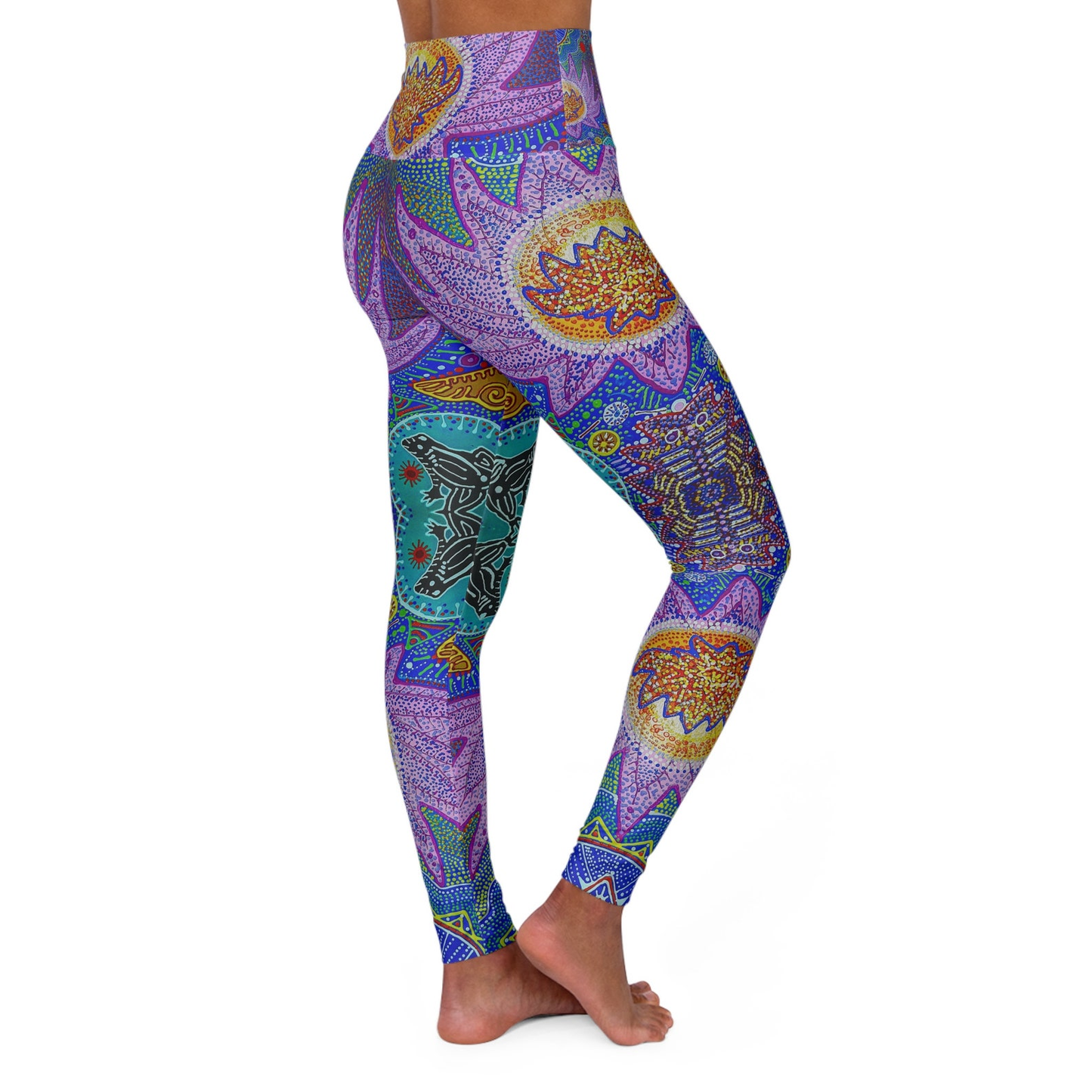 Hippie Leggings Flower Frog Mandala Pattern High Waisted Legging Colorful For Women