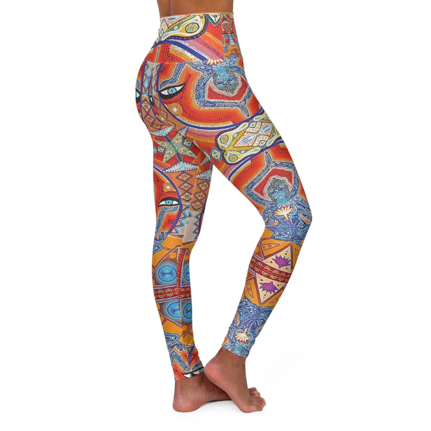 Hippie Leggings Psychedelic Buddha Hippie Pattern High Waisted Legging Colorful For Women