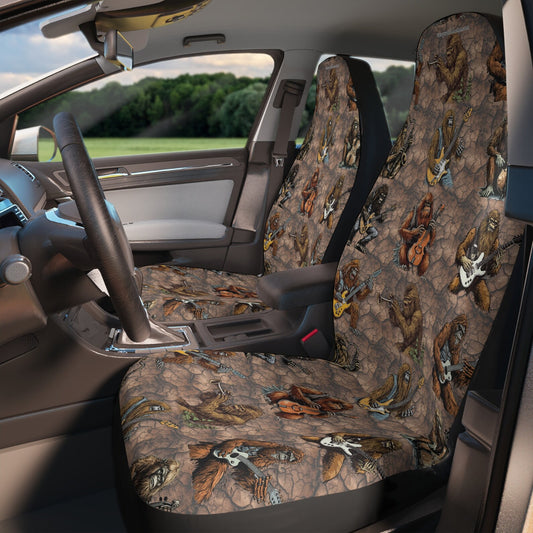 Bigfoot Car Seat Covers Bigfoot Playing Musical Instruments Seat Covers Brown